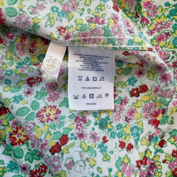 Lands End Button Up Shirt Womens Size 18 Green Floral No Iron Supima Cotton - Picture 5 of 7